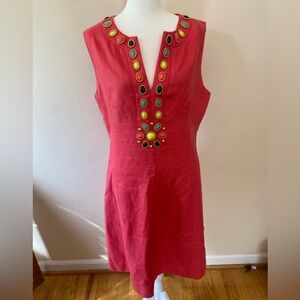 Kate Spade Red Sleeveless Dress with Colorful Embellishments